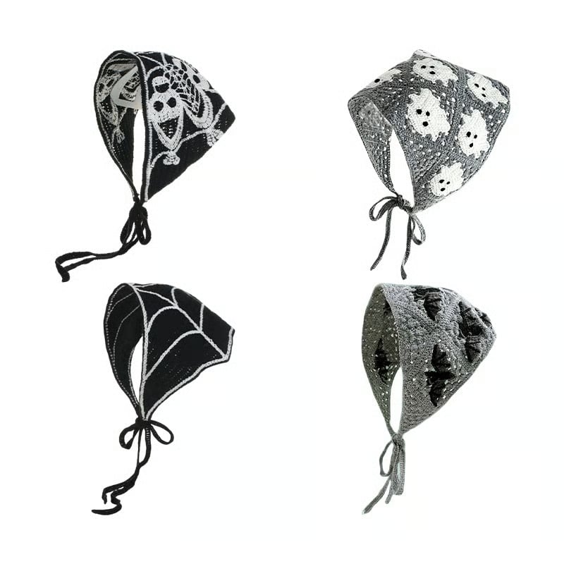 🕷️ Foulard tricoté à motif toile d’araignée pour Halloween 🕷️