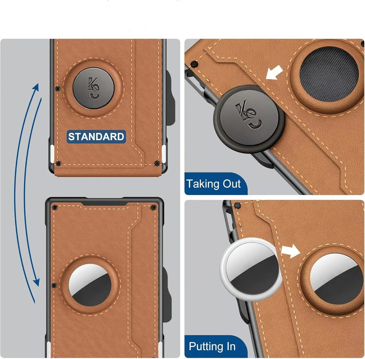 ✨Men's Business Style Pu Leather Card Slots for Airtag, Rfid Blocking Wallet for Daily & Back To School (not Airtag), Gift, Small Wallets