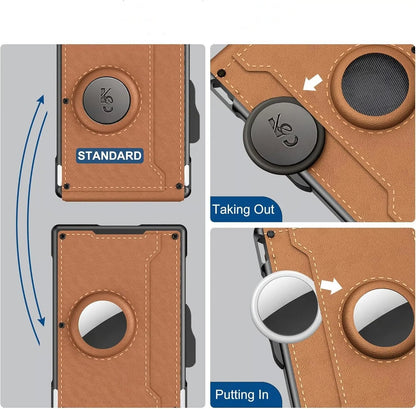 ✨Men's Business Style Pu Leather Card Slots for Airtag, Rfid Blocking Wallet for Daily & Back To School (not Airtag), Gift, Small Wallets