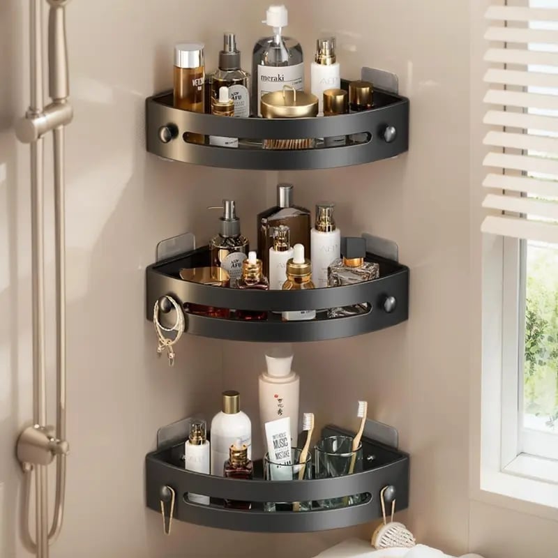 Serviteur de douche triangulaire, fixation murale sans perçage, organisateur de douche (3 pièces)