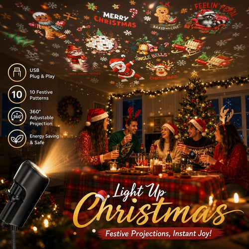 Projecteur de Noël HD – 6 ou 10 scènes festives