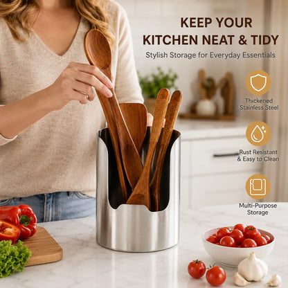 Porte-ustensiles de cuisine en acier inoxydable – Organisateur de plan de travail antirouille pour cuillères, spatules et ustensiles de cuisine