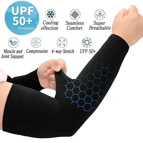 2 paires de manchons rafraîchissants à protection UV pour homme et femme, UPF 50, manchons de sport de compression contre le soleil