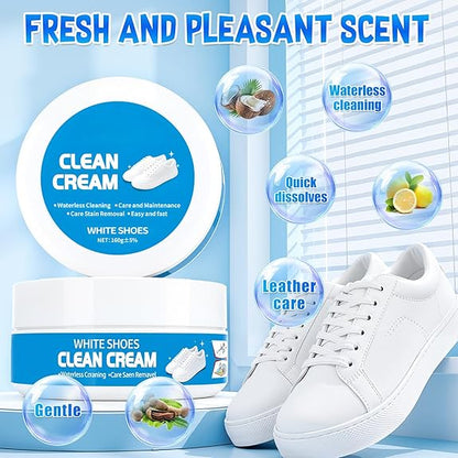 👟Crème nettoyante pour chaussures blanches | Solide, multi-usages, sans rinçage, avec éponge