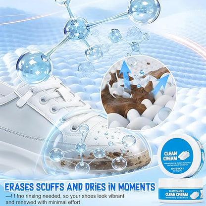 👟Crème nettoyante pour chaussures blanches | Solide, multi-usages, sans rinçage, avec éponge