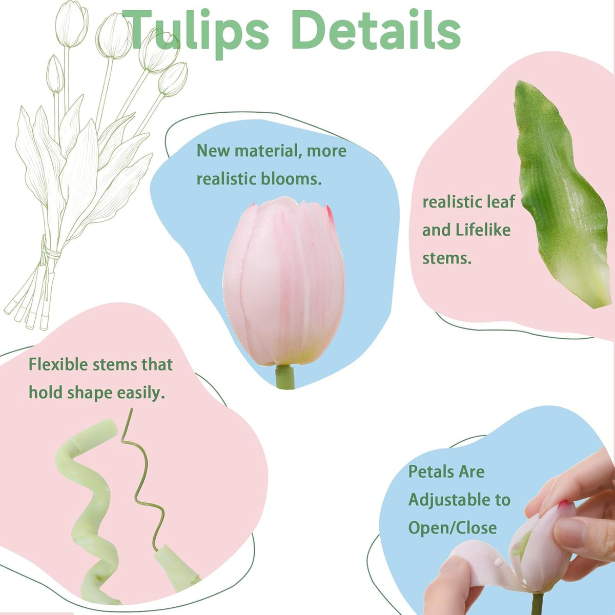 15 fleurs de tulipes artificielles🌸☀️