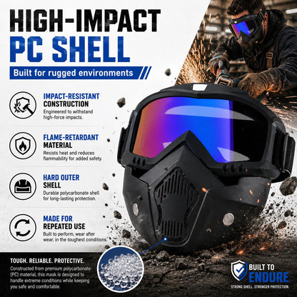🤿Masque de protection multifonction - Lunettes de soudage à teinte automatique, Visière de ski antibuée & Équipement de jardinage anti-poussière - Masque de sécurité tout-terrain