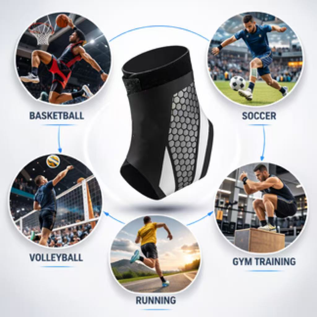 Adjustable Compression Ankle Brace – Lightweight Support for Sports & Daily Wear