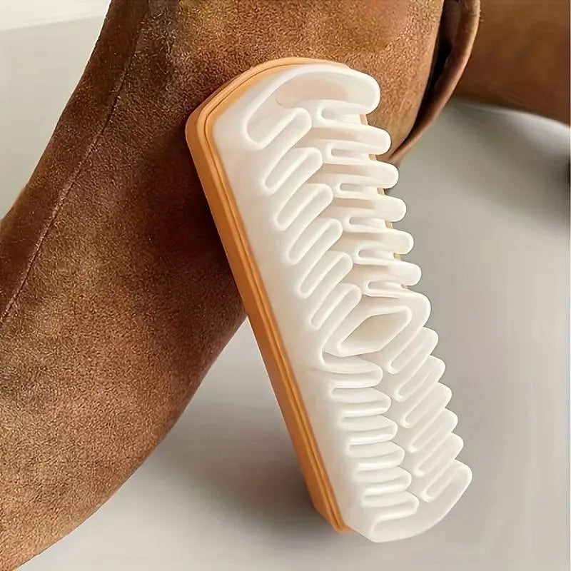 Brosse à chaussures en daim 2-en-1 – Poils en crêpe TPR pour nubuck, bottes, vestes et entretien du cuir