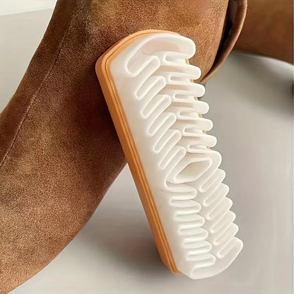 Brosse à chaussures en daim 2-en-1 – Poils en crêpe TPR pour nubuck, bottes, vestes et entretien du cuir