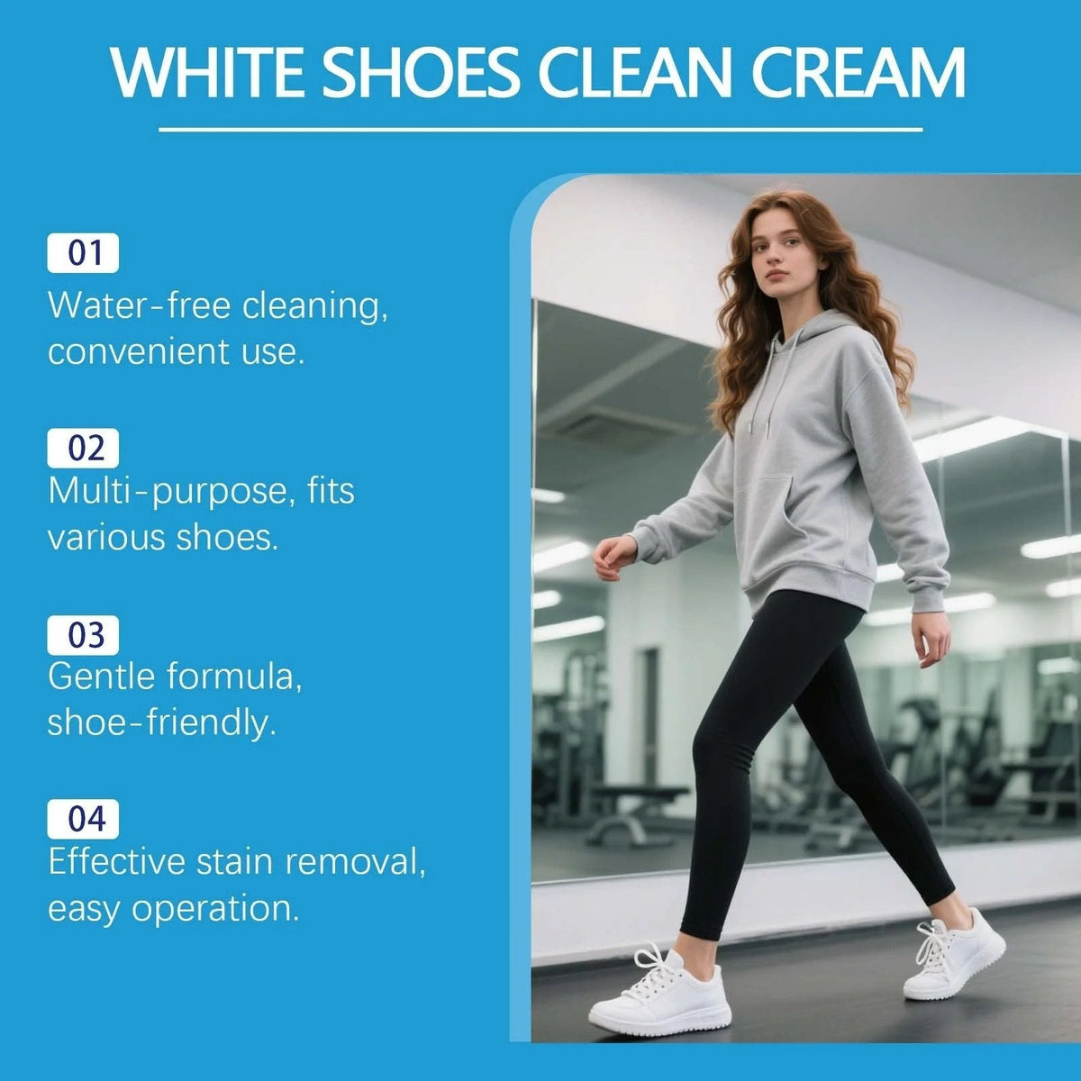 👟Crème nettoyante pour chaussures blanches | Solide, multi-usages, sans rinçage, avec éponge