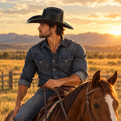 🤠 Chapeau de cowboy western classique – Chapeau de soleil d’extérieur à large bord pour le ranch, les festivals et un usage quotidien