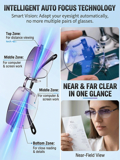 Redécouvrez une vision claire – Lunettes de lecture à zoom intelligent taille diamant