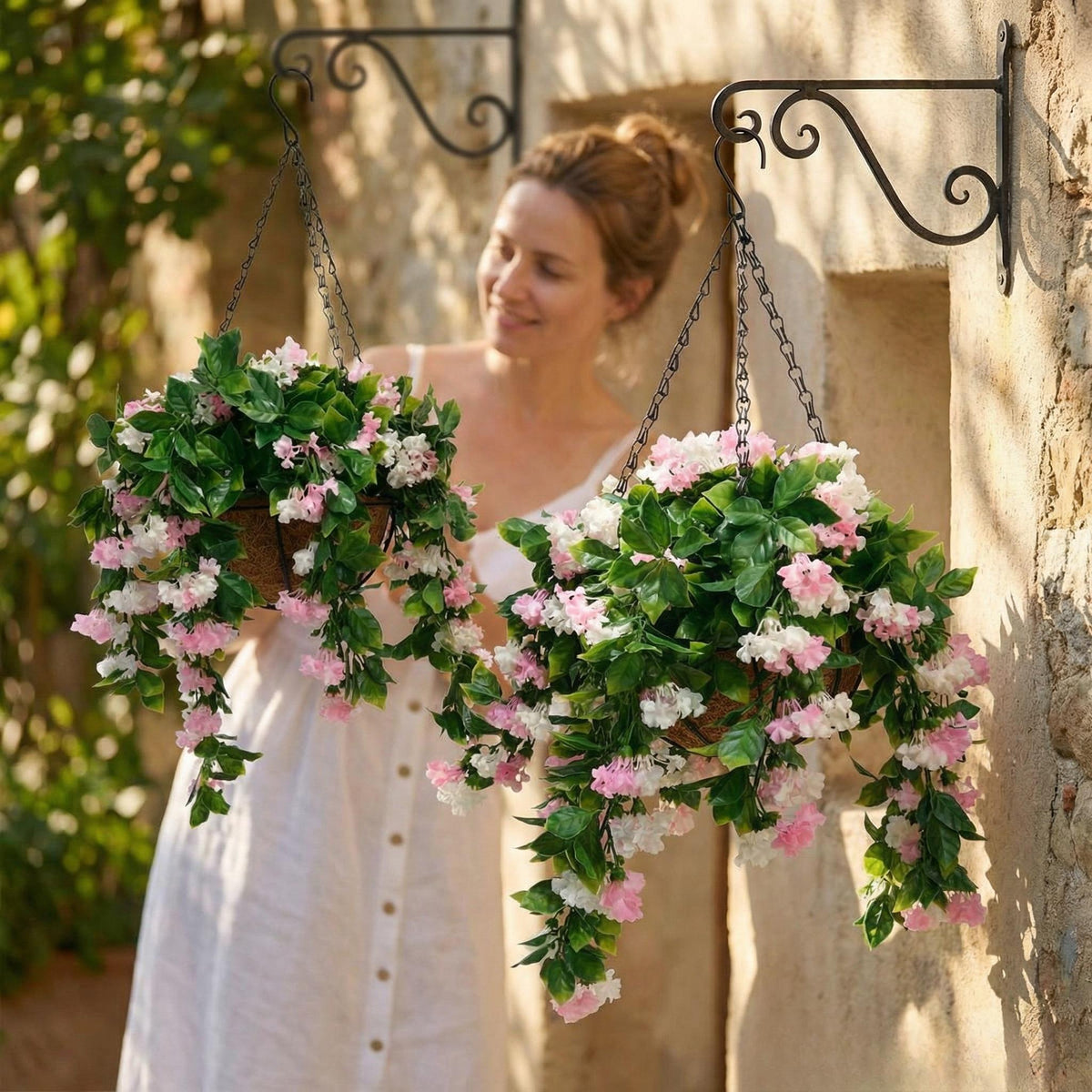 ✈️Livraison gratuite🌺Baskets suspendues en faux crêpe lilas antiradoub pour décoration extérieure🌸✨