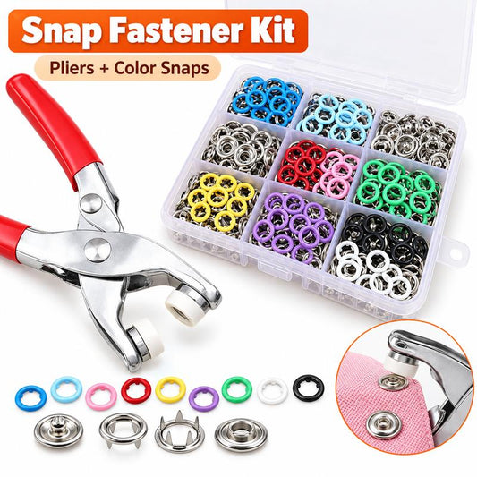 🔥Black Friday Deal｜Seamless Stitching Sewing Kit‑100Pcs Invisible Colored Metal Buckle & Manual Pressure Pliers