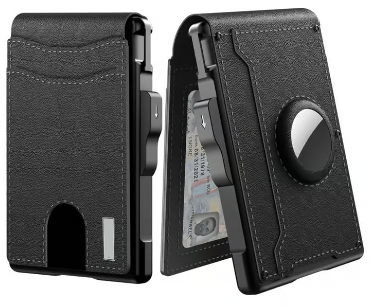 ✨Men's Business Style Pu Leather Card Slots for Airtag, Rfid Blocking Wallet for Daily & Back To School (not Airtag), Gift, Small Wallets