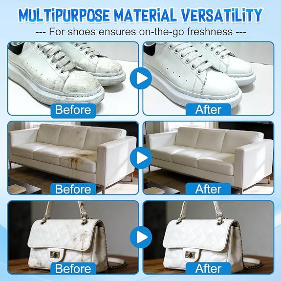 👟Crème nettoyante pour chaussures blanches | Solide, multi-usages, sans rinçage, avec éponge
