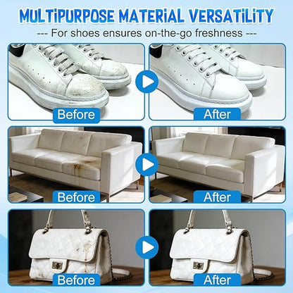 👟Crème nettoyante pour chaussures blanches | Solide, multi-usages, sans rinçage, avec éponge