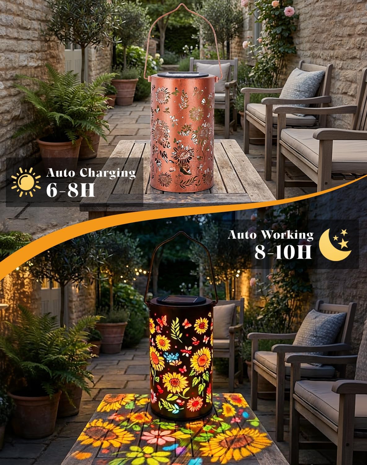 Lanterne solaire colorée en forme de tournesol lumineux pour jardin