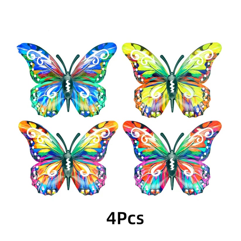 🦋Un ensemble complet ! Décoration murale en métal papillon 4 pièces 🤩