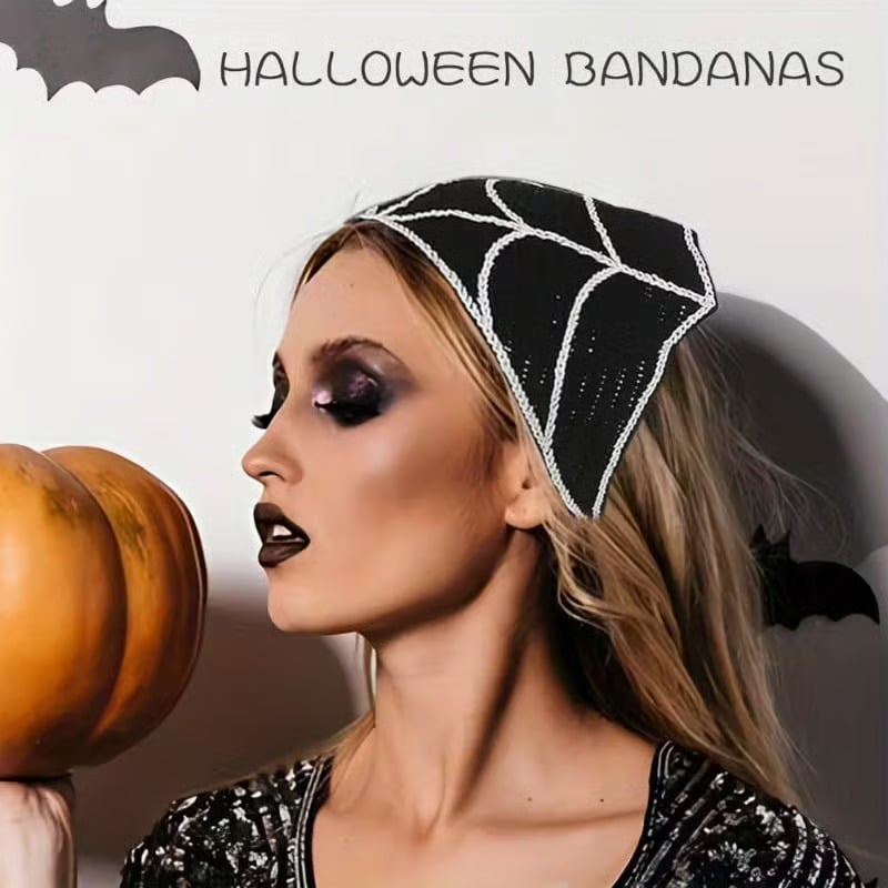 🕷️ Foulard tricoté à motif toile d’araignée pour Halloween 🕷️