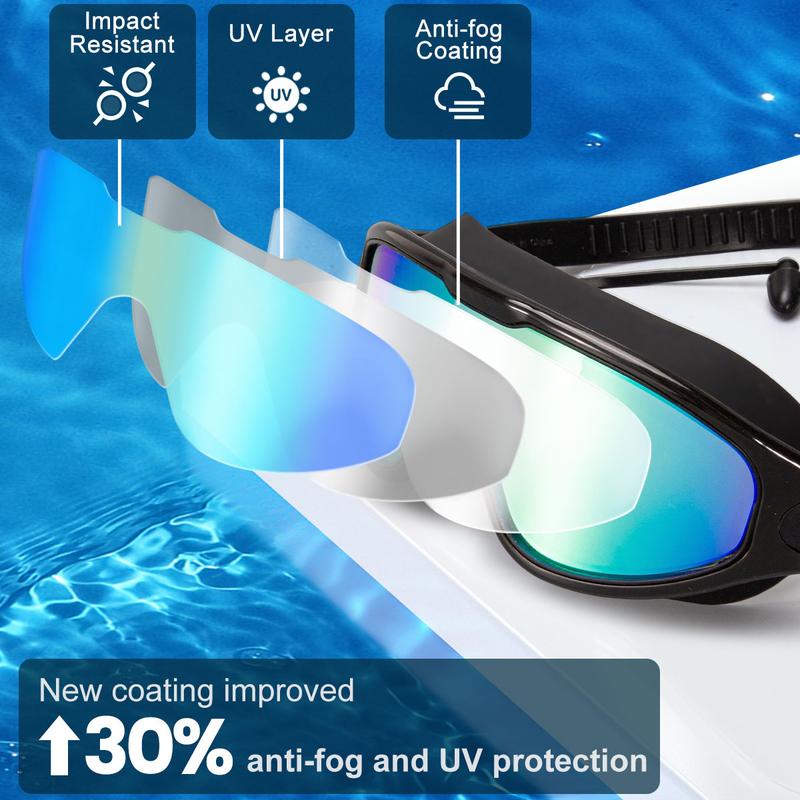 Lunettes de natation à vision large, antibuée et anti-UV