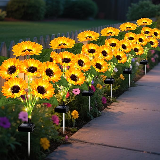 🌻🌞Lampes solaires LED en forme de tournesol pour jardin
