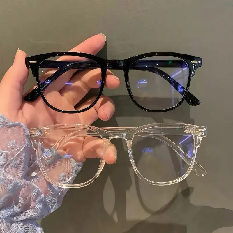 Lunettes ovales unisexes sans correction – Lot de 2 montures à cerclage complet, noire et transparente