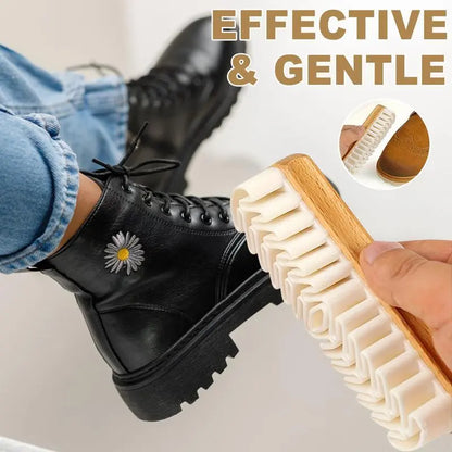 Brosse à chaussures en daim 2-en-1 – Poils en crêpe TPR pour nubuck, bottes, vestes et entretien du cuir