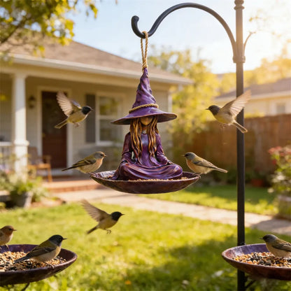 🧙‍♀️Mangeoire pour oiseaux de jardin Sorcière en méditation