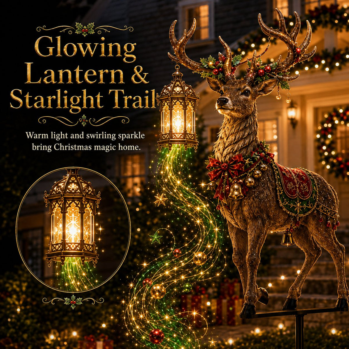 Piquet de jardin lumineux de Noël en forme de renne