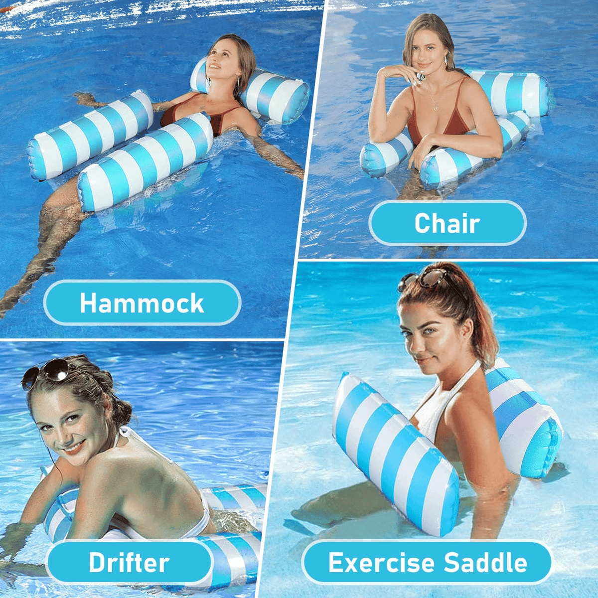 Hamac flottant gonflable à 4 anneaux : votre indispensable détente estivale par excellence