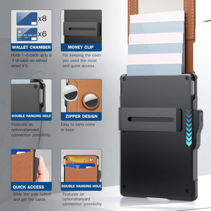 ✨Men's Business Style Pu Leather Card Slots for Airtag, Rfid Blocking Wallet for Daily & Back To School (not Airtag), Gift, Small Wallets