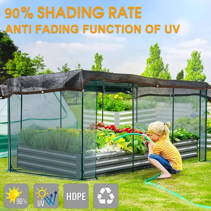 ⛅ Filet d’ombrage noir à 90 % d’opacité, 10 × 13 pi, protection UV avec rivets renforcés