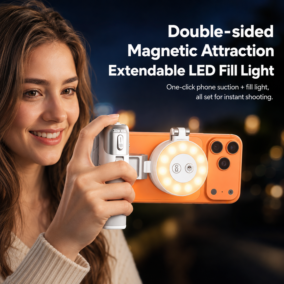 📸 Poignée magnétique pour smartphone avec zoom | Perche à selfie et trépied