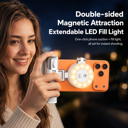 📸 4-in-1 Magnetic Phone Camera Grip – Selfie Stick, Tripod & Zoom Control