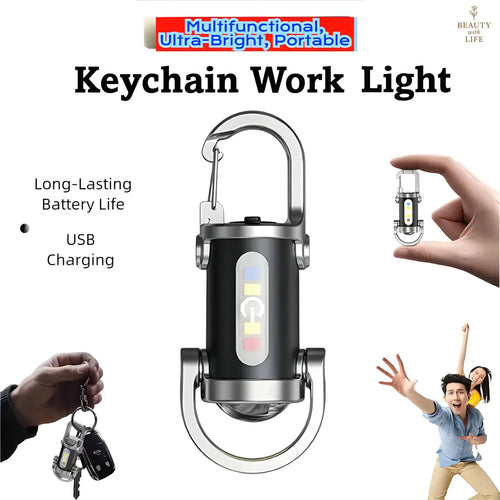 Mini-lampe torche rechargeable sur porte-clés - Lampe EDC 800 lumens