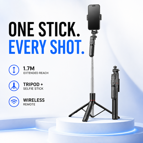Trépied pour téléphone et perche à selfie extensible tout-en-un avec télécommande