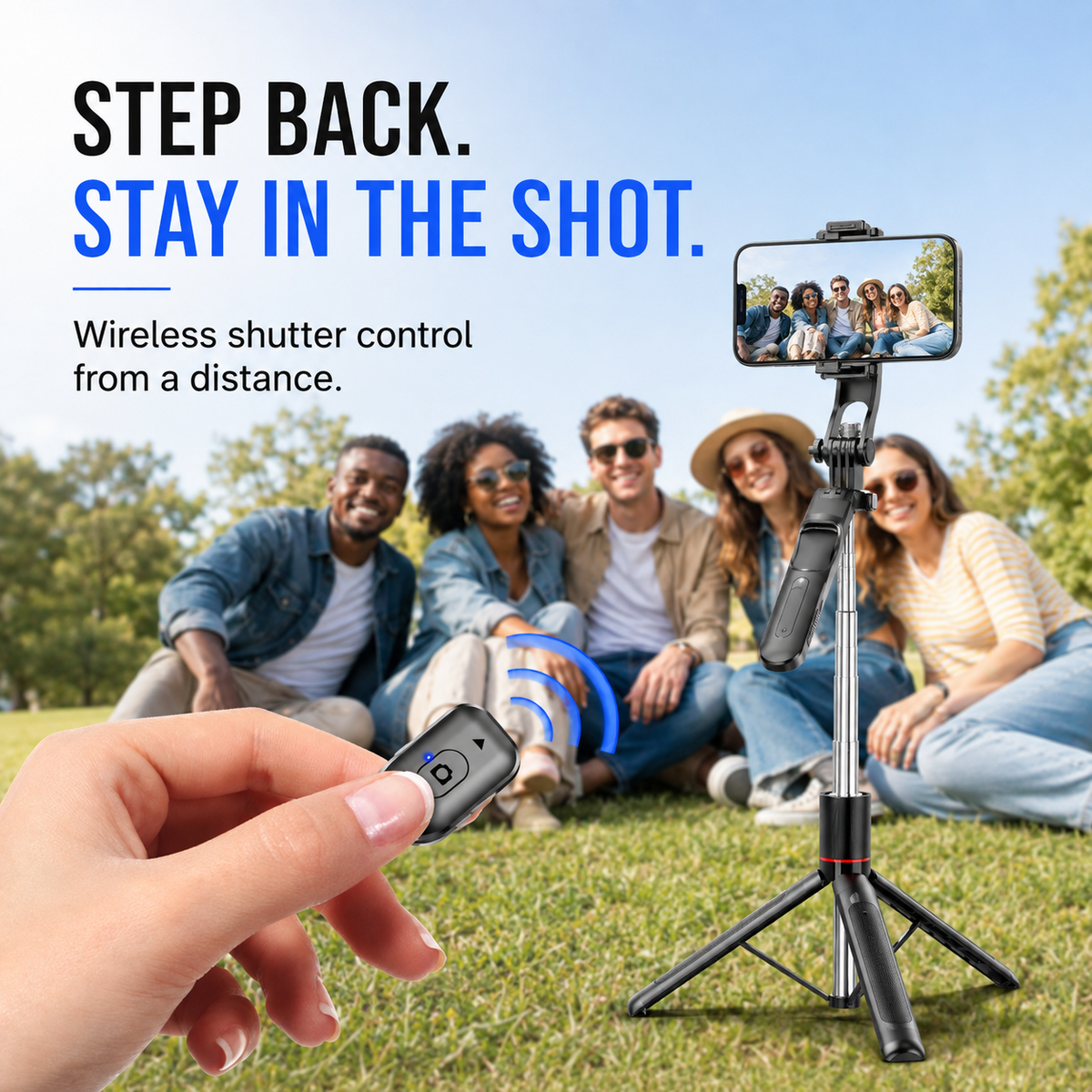 Trépied pour téléphone et perche à selfie extensible tout-en-un avec télécommande