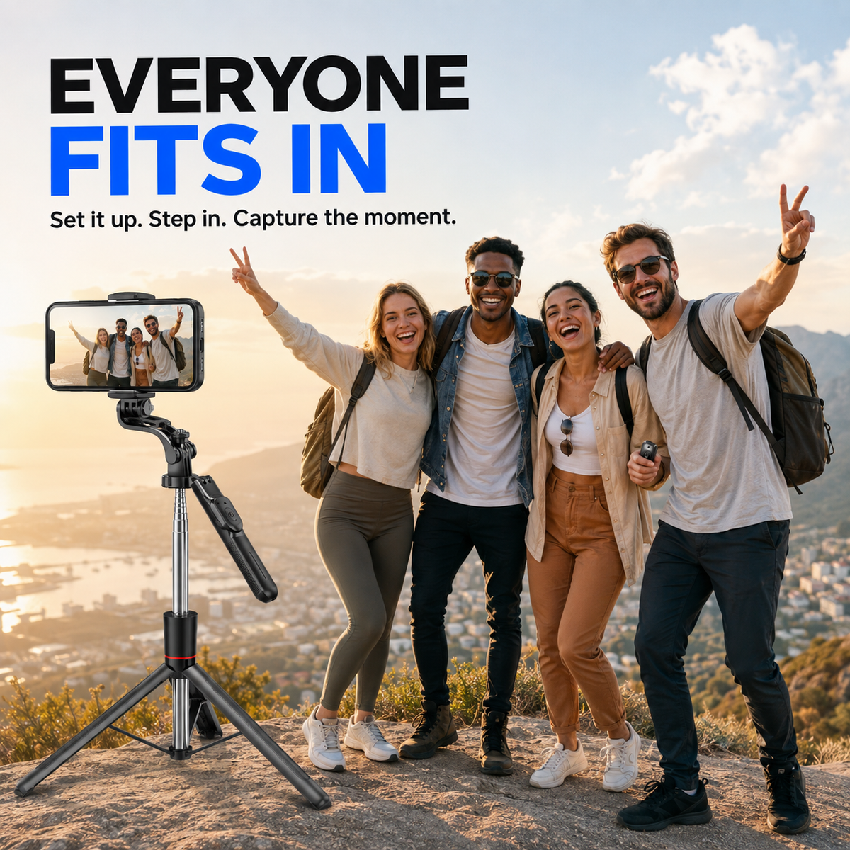 Trépied pour téléphone et perche à selfie extensible tout-en-un avec télécommande