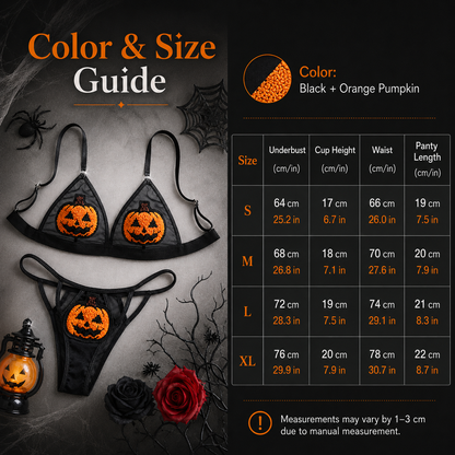 🎃 Ensemble de lingerie transparente citrouille à paillettes – Tenue deux pièces pour Halloween