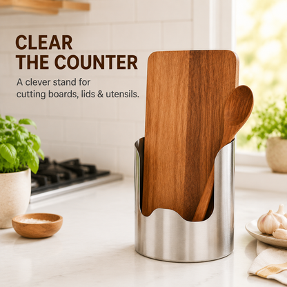 Porte-ustensiles de cuisine en acier inoxydable – Organisateur de plan de travail antirouille pour cuillères, spatules et ustensiles de cuisine