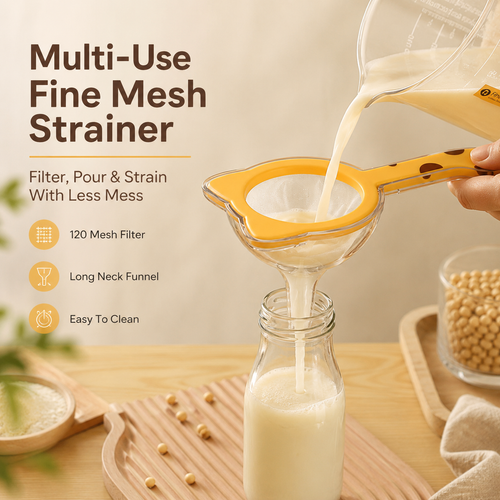 🐱 Passoire à maille fine oreilles de chat – Filtre de cuisine polyvalent pour café, thé et farine
