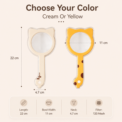🐱 Passoire à maille fine oreilles de chat – Filtre de cuisine polyvalent pour café, thé et farine