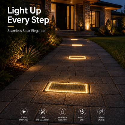 ☀️ Pavés lumineux solaires 4"×8" – Bornes lumineuses encastrées blanc chaud pour allées, chemins et terrasses