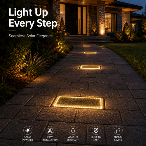 ☀️ Pavés lumineux solaires 4"×8" – Bornes lumineuses encastrées blanc chaud pour allées, chemins et terrasses