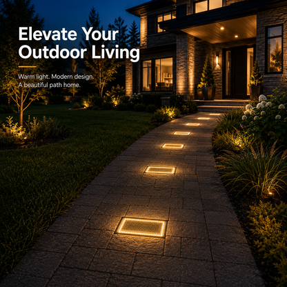 ☀️ Pavés lumineux solaires 4"×8" – Bornes lumineuses encastrées blanc chaud pour allées, chemins et terrasses