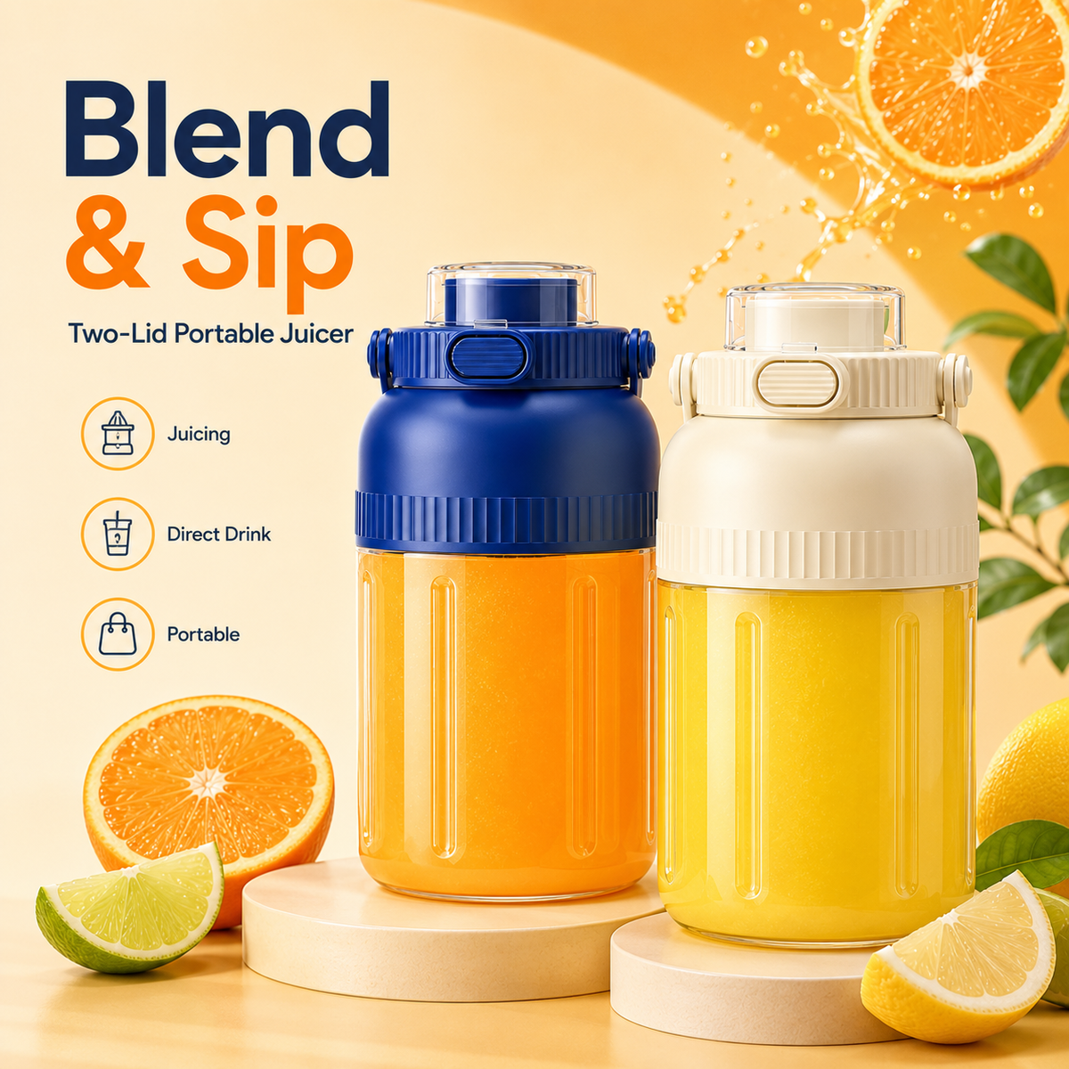 Presse-agrumes et mixeur électrique portable 800 ml – Jus frais, smoothies et shakes où que vous soyez