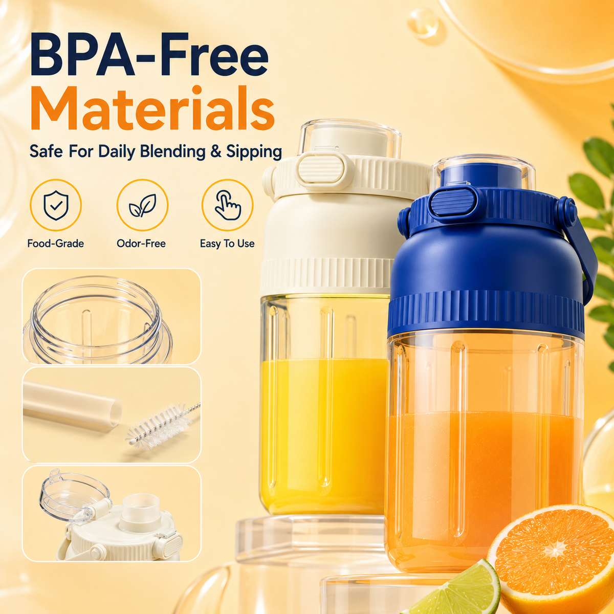 Presse-agrumes et mixeur électrique portable 800 ml – Jus frais, smoothies et shakes où que vous soyez