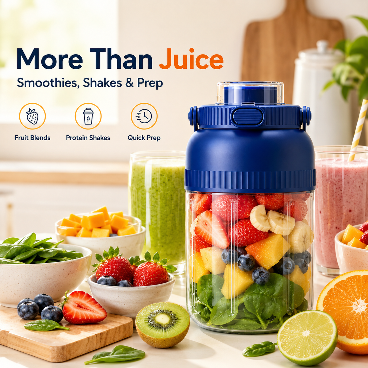 Presse-agrumes et mixeur électrique portable 800 ml – Jus frais, smoothies et shakes où que vous soyez